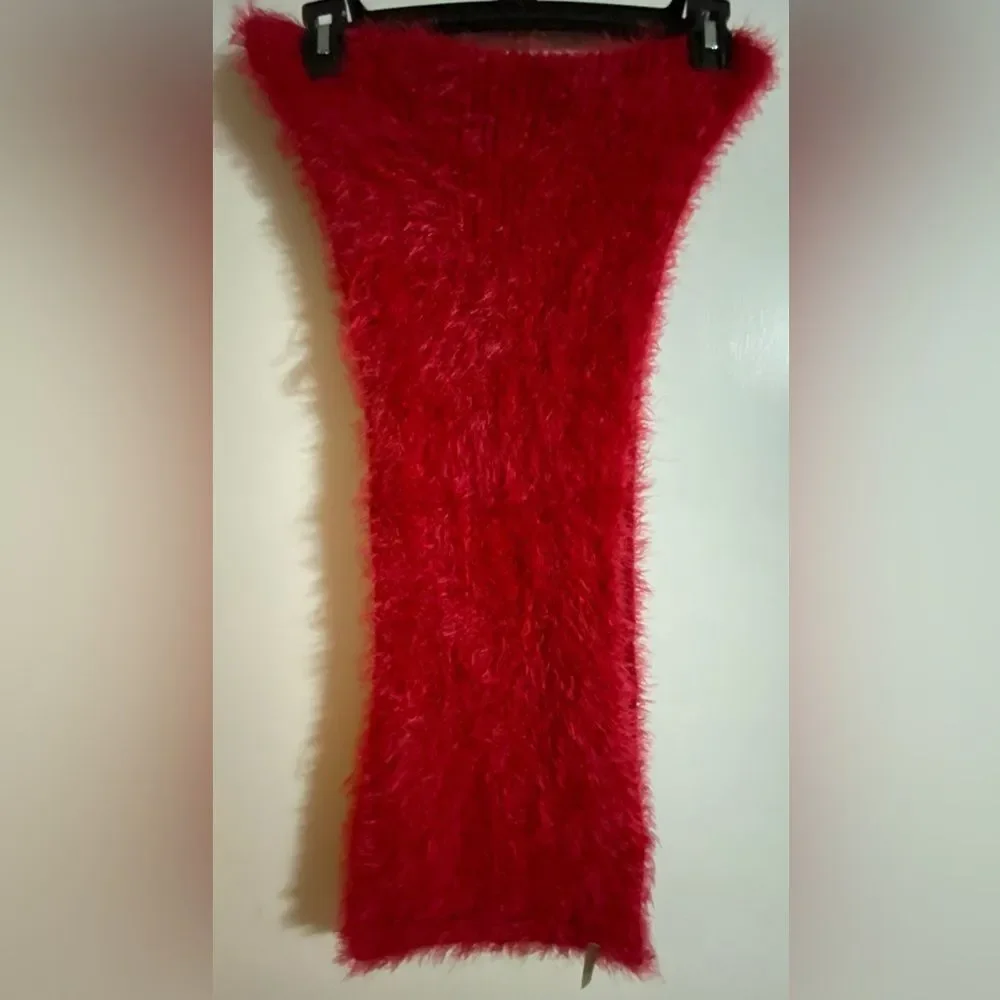Charlotte Russe Red Fluffy Knit Infinity Scarf